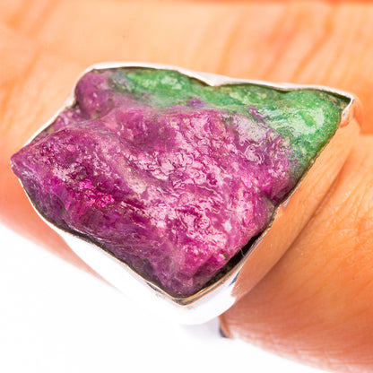Large Raw Ruby Zoisite Ring Size 7.75 (925 Sterling Silver) R141454