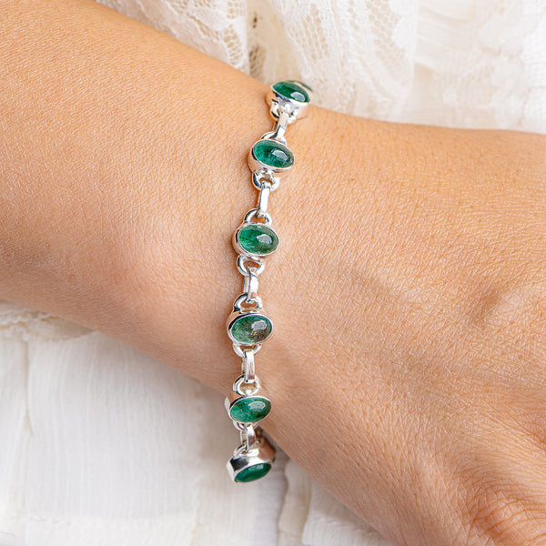 Premium Zambian Emerald Bracelet 7 to 8" (.925 Sterling Silver)