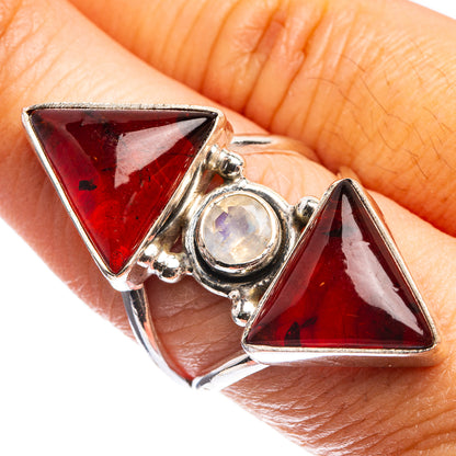 Large Baltic Amber, Rainbow Moonstone Ring Size 8 (925 Sterling Silver) R143061