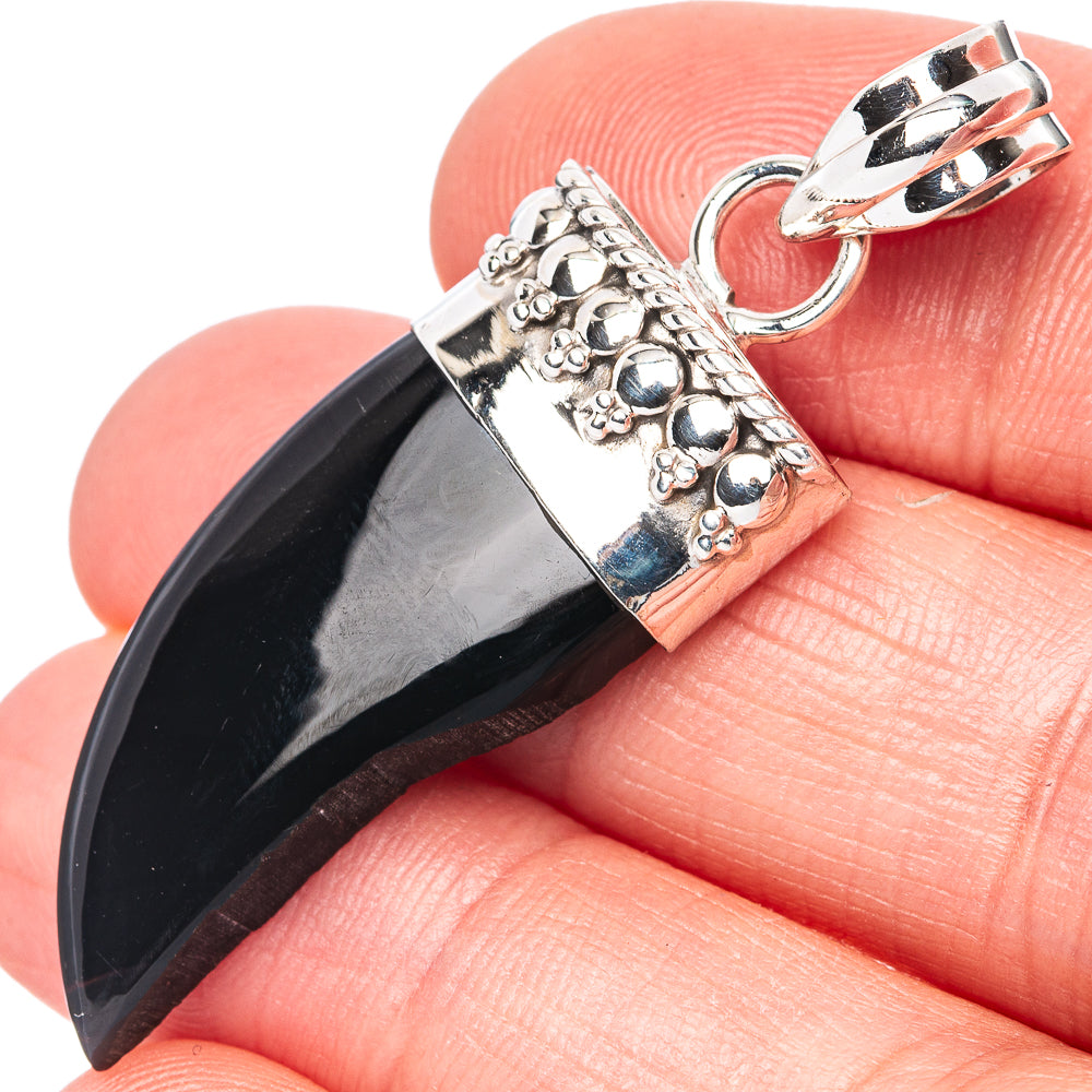 Black Onyx Pendant 1 7/8" (925 Sterling Silver) P42733