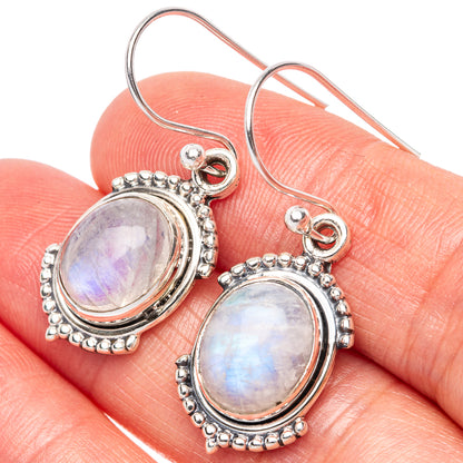 Rainbow Moonstone Dainty Earrings 1 3/8" (925 Sterling Silver) E2021