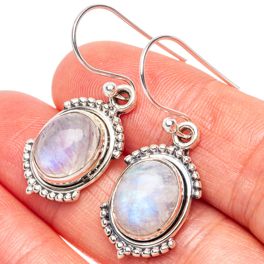 Rainbow Moonstone Dainty Earrings 1 3/8" (925 Sterling Silver) E2021