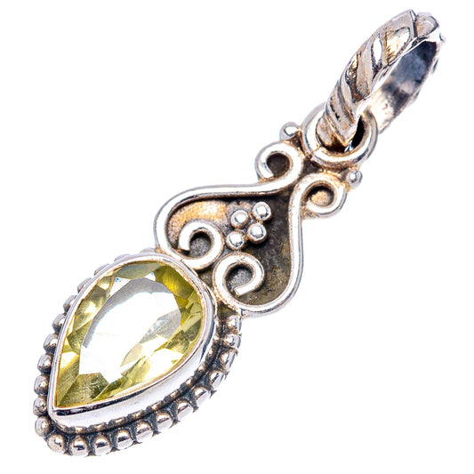 .925 sterling silver citrine pendant with oval yellow gemstone and ornate frame