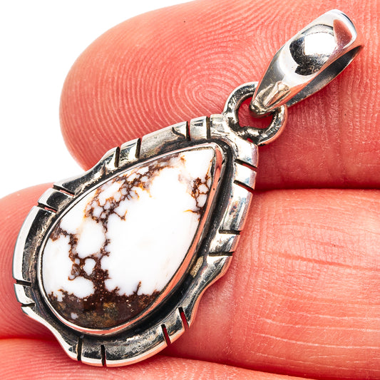 Wild Horse Jasper cabochon pendant in .925 sterling silver bezel, close-up