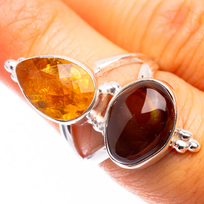 Mexican Fire Agate, Citrine Ring Size 6.5 (925 Sterling Silver) R141147