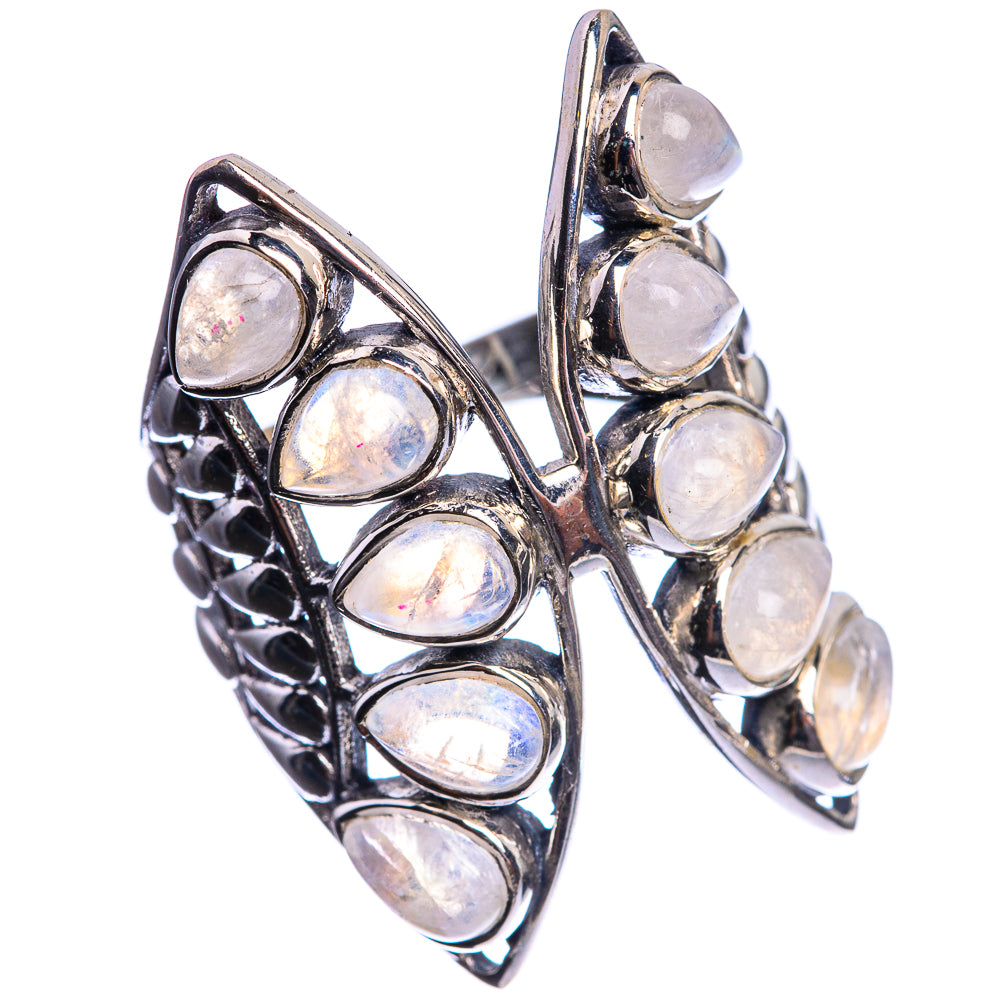 Large Rainbow Moonstone 925 Sterling Silver Ring Size 8.25