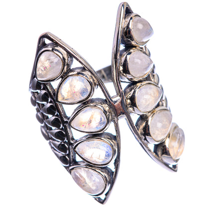 Large Rainbow Moonstone 925 Sterling Silver Ring Size 8.25