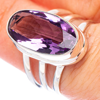 Faceted Amethyst Ring Size 6.75 (925 Sterling Silver) R1753