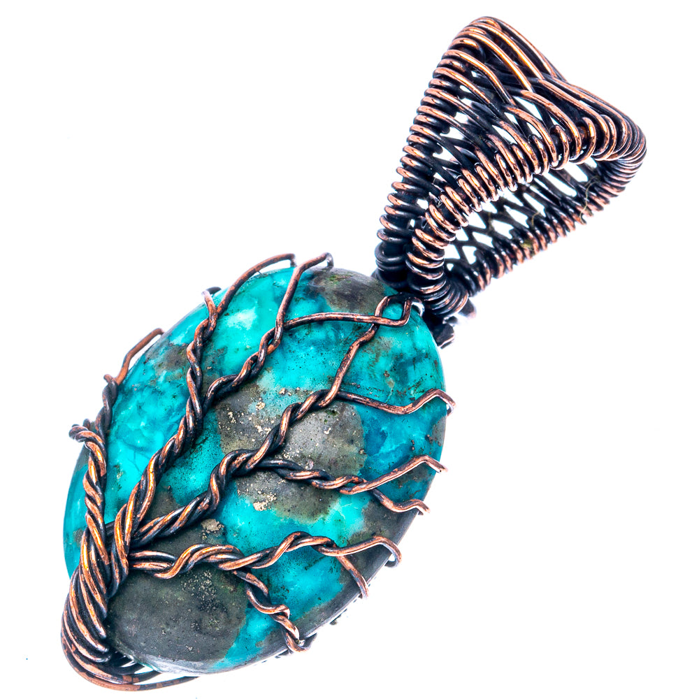Turquoise Tree of Life Pendant 1 5/8" (Oxidized Copper)