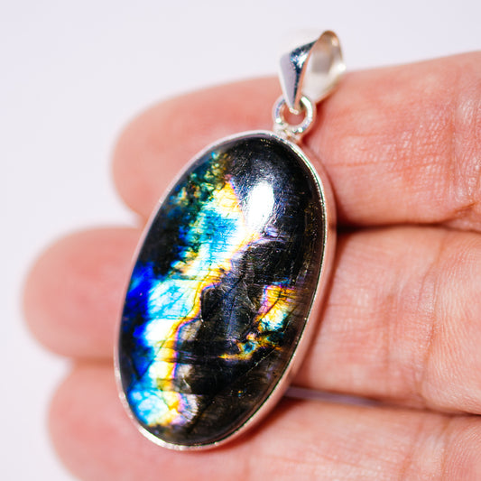 Spectrolite  Pendant 1 7/8" (.925 Sterling Silver)