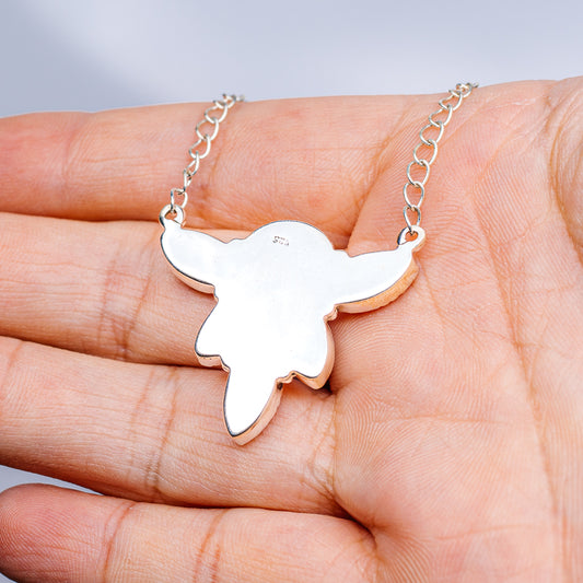 Sterling silver horse-head pendant necklace with curb chain
