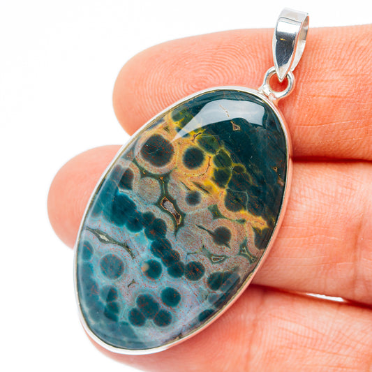 Premium Ocean Jasper Pendant 2" (.925 Sterling Silver)
