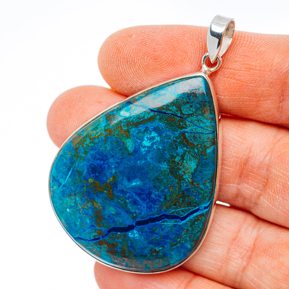 Huge Premium Shattuckite Pendant 2 1/4" (.925 Sterling Silver)