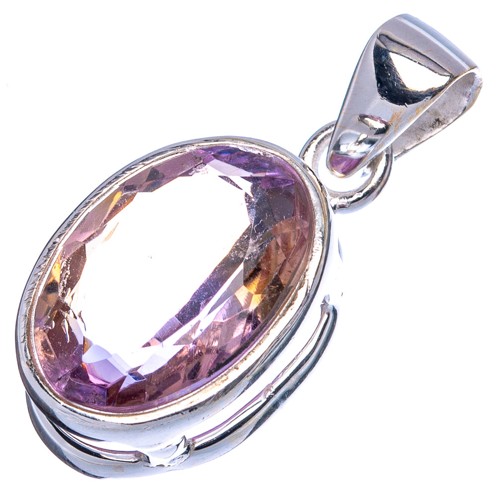 Oval ametrine pendant in 925 sterling silver with faceted purple stone and bail