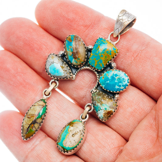 Turquoise pendant charm with .925 silver setting and six cabochon stones