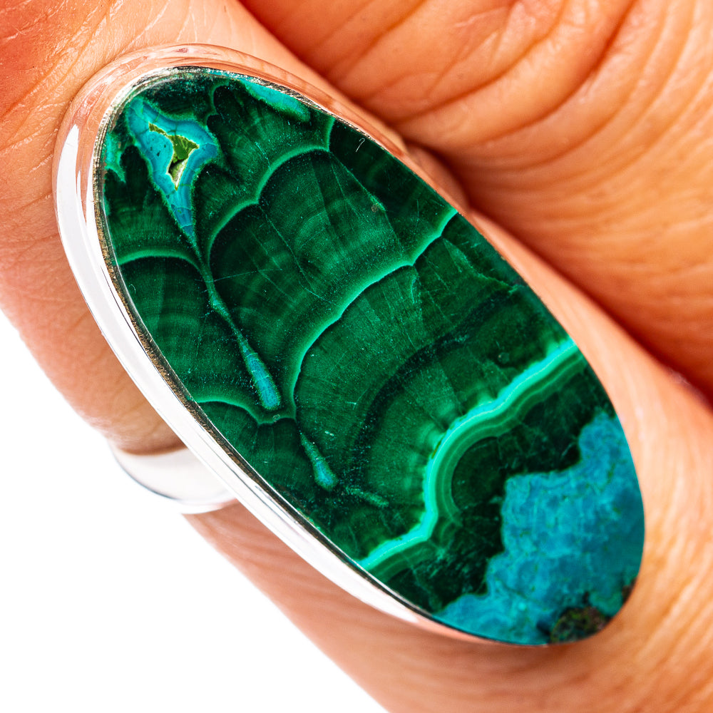 Premium Malachite In Chrysocolla Ring Size 6.75 (.925 Sterling Silver)