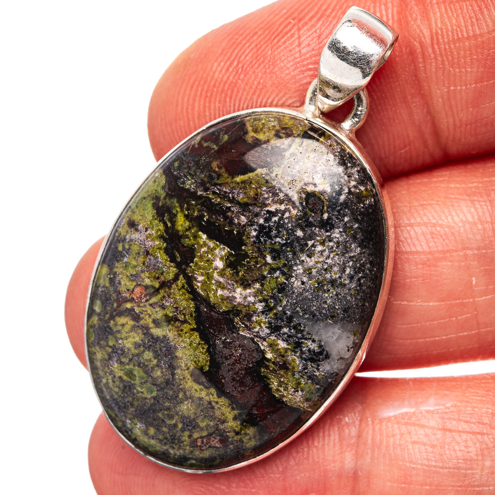 Dragon's Blood Jasper Pendant 1 5/8" (.925 Sterling Silver)