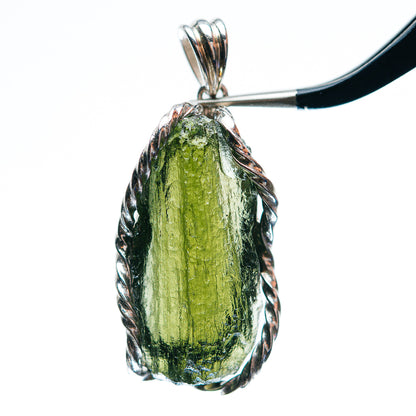 Premium AAA Czech Moldavite Pendant 1 1/2" (.925 Sterling Silver)