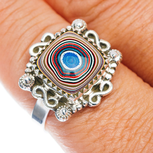 Premium Fordite Ring Size 10 (.925 Sterling Silver)