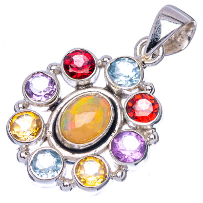 Rare Ethiopian Opal, Garnet, Amethyst, Blue Topaz, Citrine Pendant 1 1/2" (925 Sterling Silver) P40982