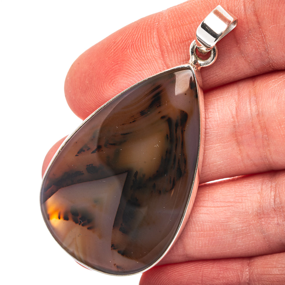 Montana Agate Pendant 2 1/8" (.925 Sterling Silver)