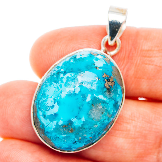 Premium Persian Turquoise Pendant 1 3/8" (.925 Sterling Silver)