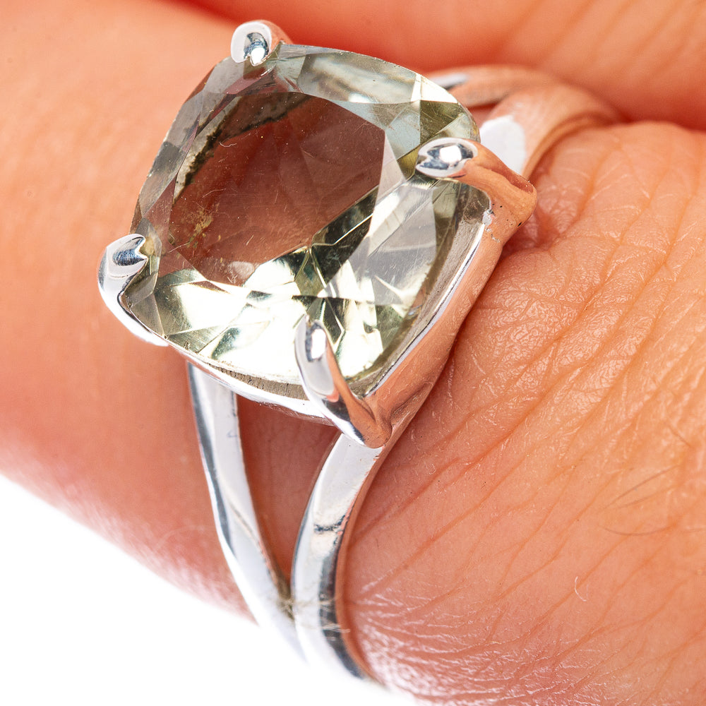 Faceted Green Amethyst Ring Size 6.75 (925 Sterling Silver) R145139