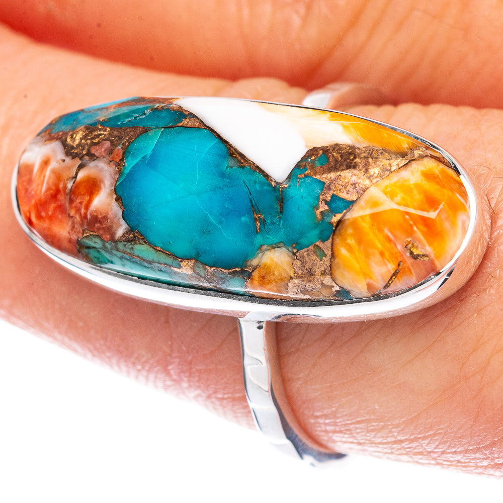Premium Spiny Oyster Turquoise Ring Size 8 (925 Sterling Silver) R2626