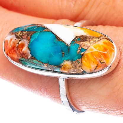 Premium Spiny Oyster Turquoise Ring Size 8 (925 Sterling Silver) R2626