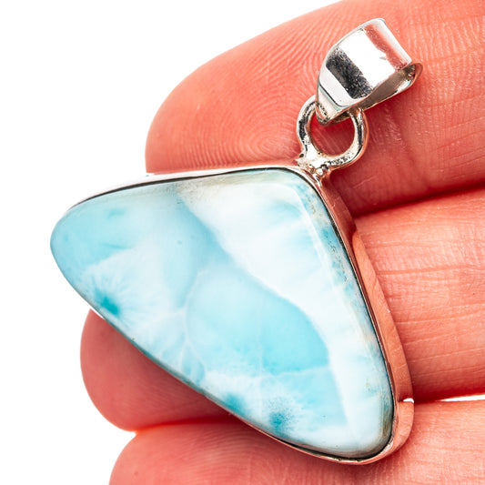 Premium Larimar Pendant 1 1/4" (.925 Sterling Silver)