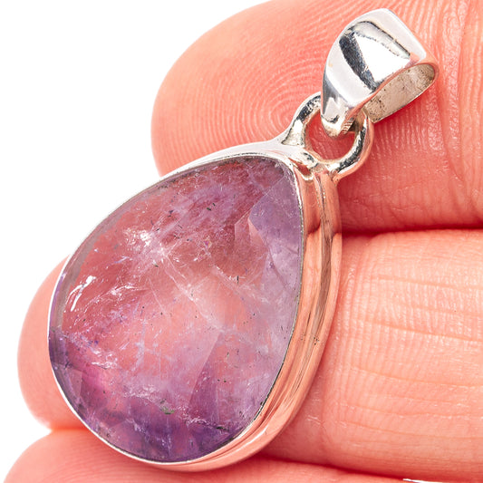 Bi-color amethyst teardrop pendant in .925 sterling silver, bail loop visible