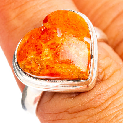 Sponge Coral Heart Ring Size 7.5 (.925 Sterling Silver)