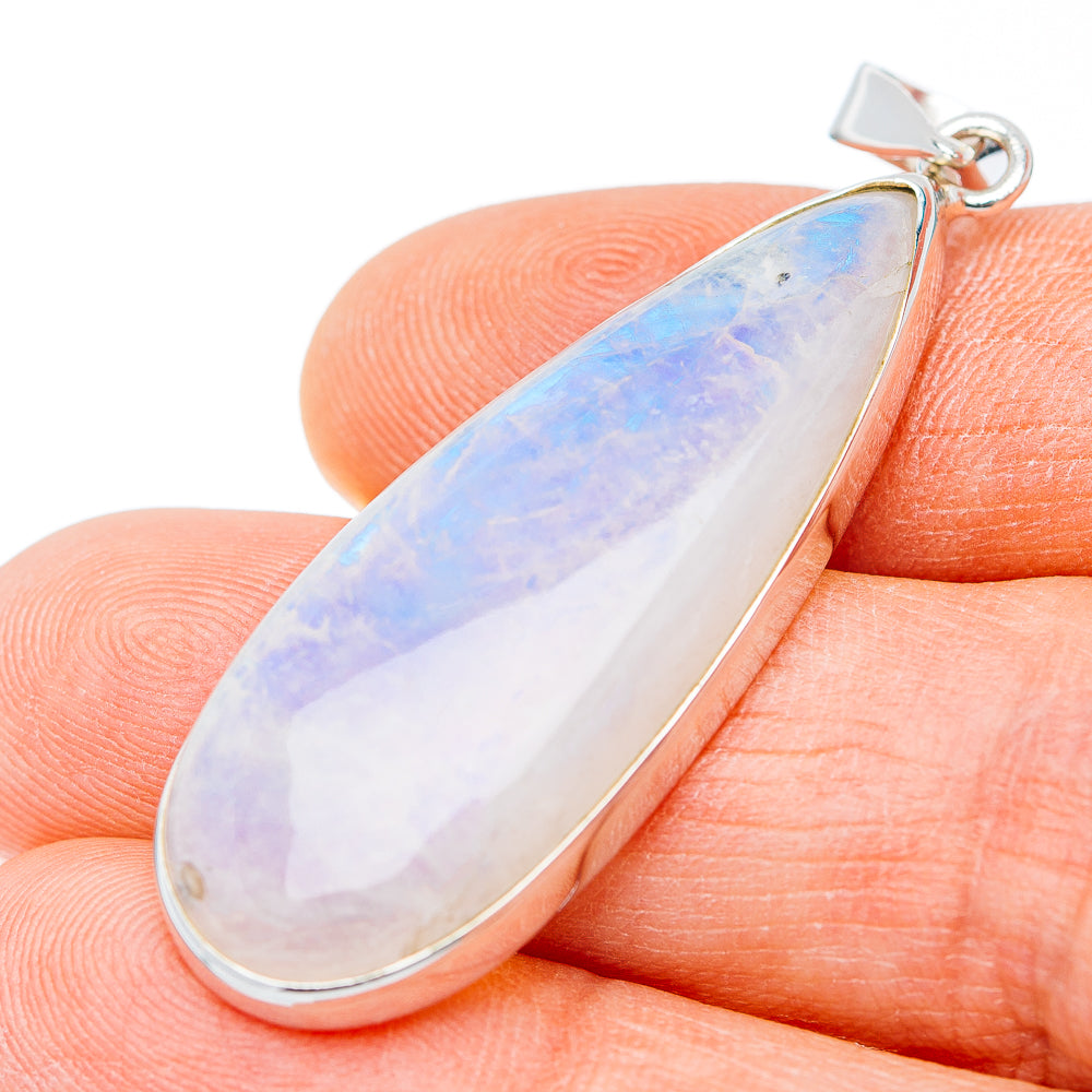 Premium Rainbow Moonstone Pendant 2" (.925 Sterling Silver) Carat