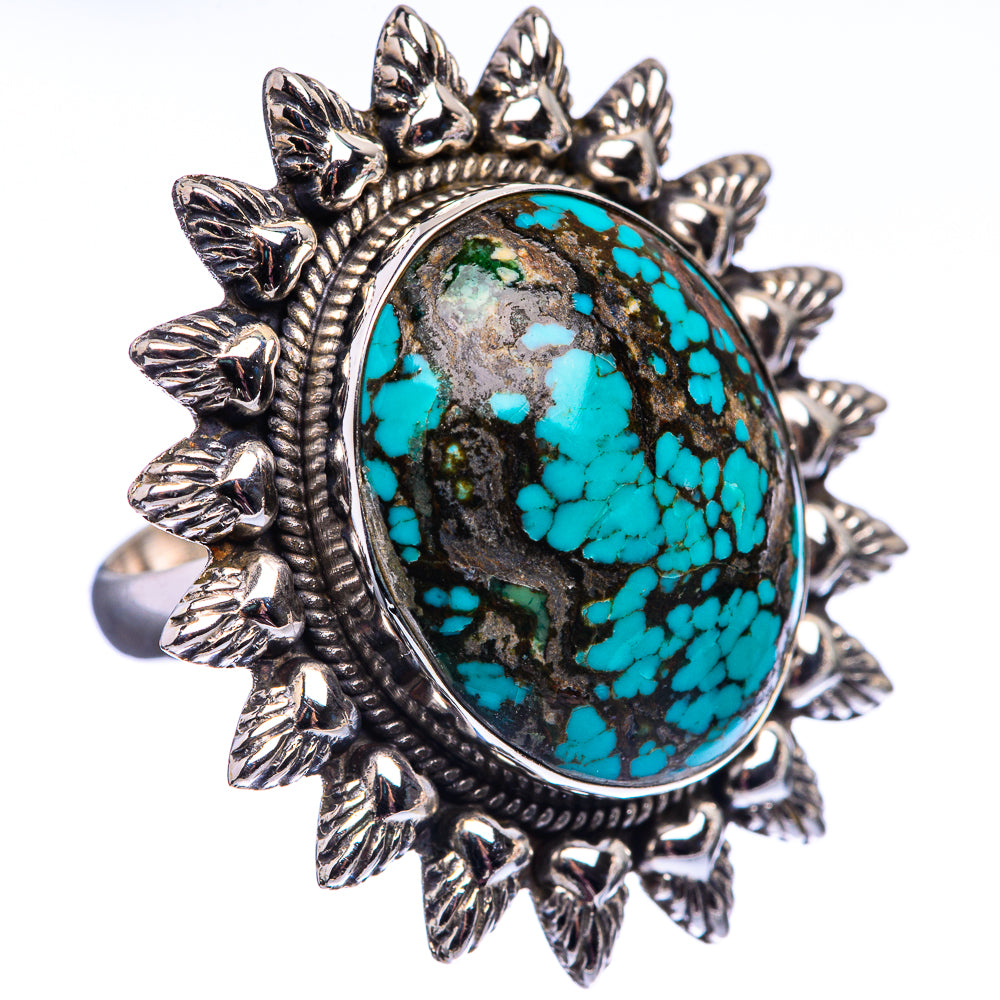 Large Tibetan Turquoise Ring Size 7 (925 Sterling Silver) R142170