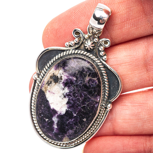 Premium Southwestern Style Lepidolite Pendant 2" (.925 Sterling Silver)