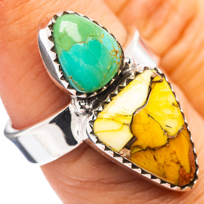 Exclusive Honey Dahlia & Mohave Turquoise Ring Size 6 Adjustable (.925 Sterling Silver)