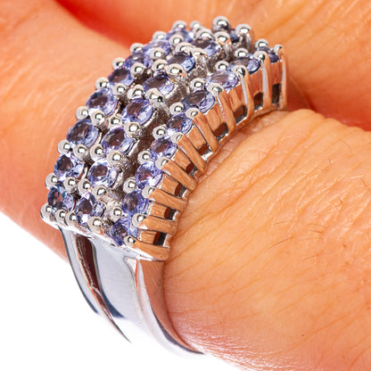 Sterling silver tanzanite ring with faceted oval stones