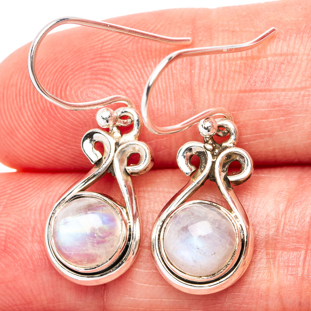 Rainbow Moonstone Earrings 1 1/4" (.925 Sterling Silver)