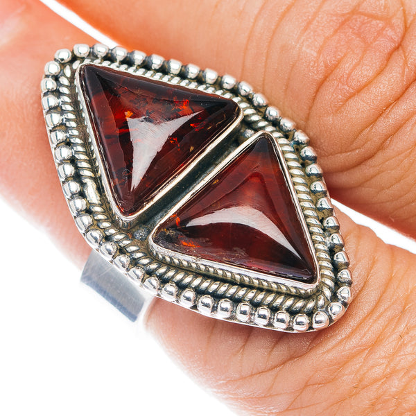 Exclusive Baltic Amber Ring Size 6 Adjustable (.925 Sterling Silver)