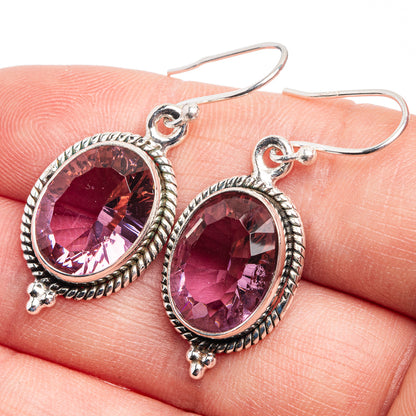 Faceted Color Change Alexandrite (Lab.) Earrings 1 1/2" (925 Sterling Silver) E432454