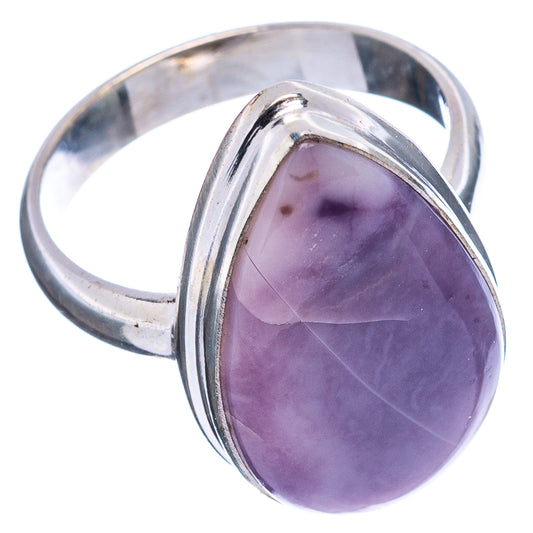 Tiffany purple teardrop stone ring on .925 sterling silver band, oval bezel setting