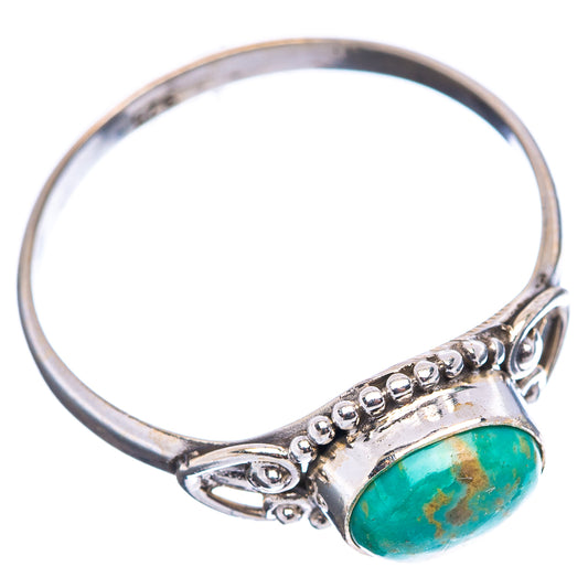 Size 10 sterling silver turquoise ring, oval cabochon on decorated split band