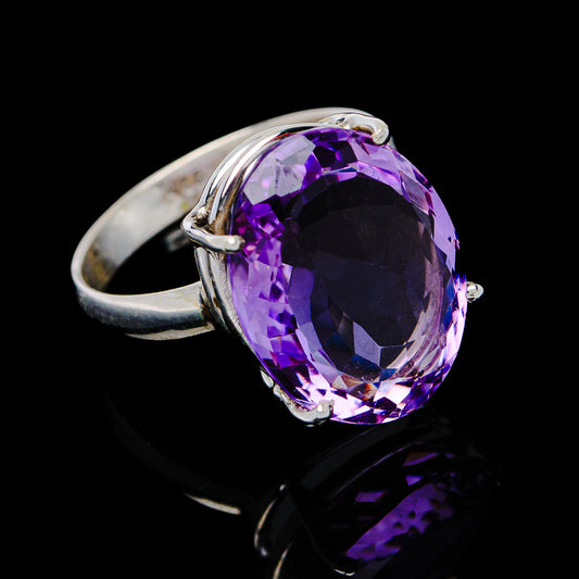 12.52ct Faceted Brazilian Amethyst Ring Size 9.75 (.925 Sterling Silver)