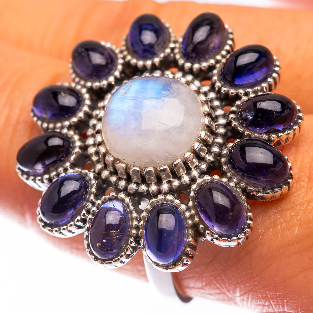 Large Rainbow Moonstone, Tanzanite Ring Size 9.25 (925 Sterling Silver) R140796