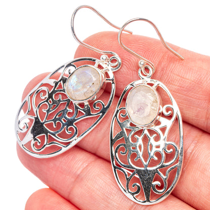 Rainbow Moonstone Earrings 2" (925 Sterling Silver) E433191