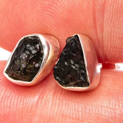 Moldavite Earrings 3/8" (.925 Sterling Silver)