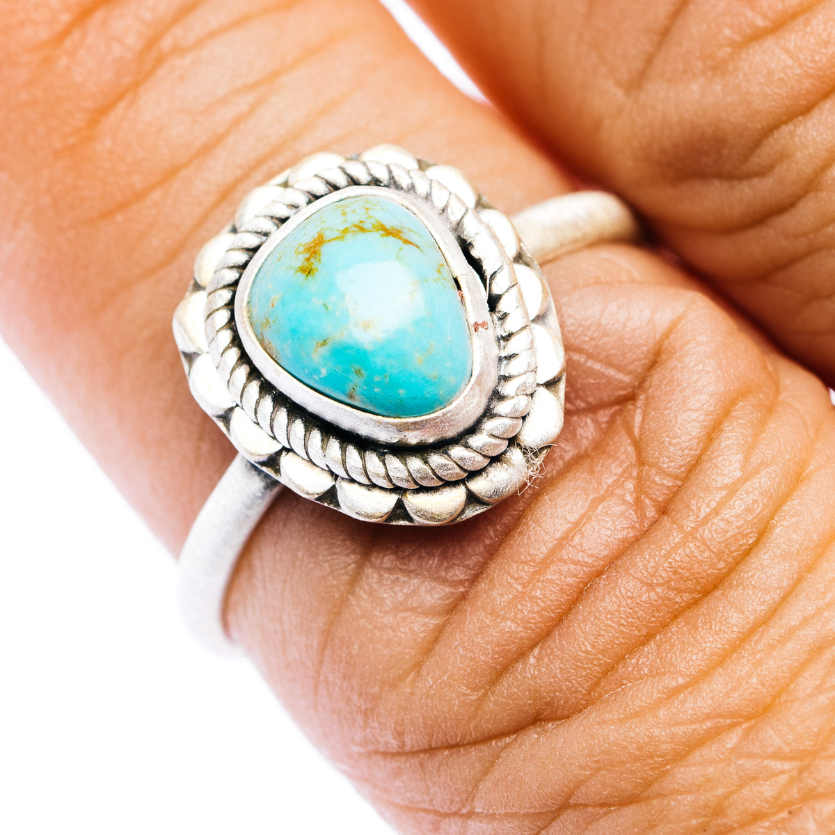 Southwestern Style Royston Turquoise Ring Size 7.75 (.925 Sterling Silver)