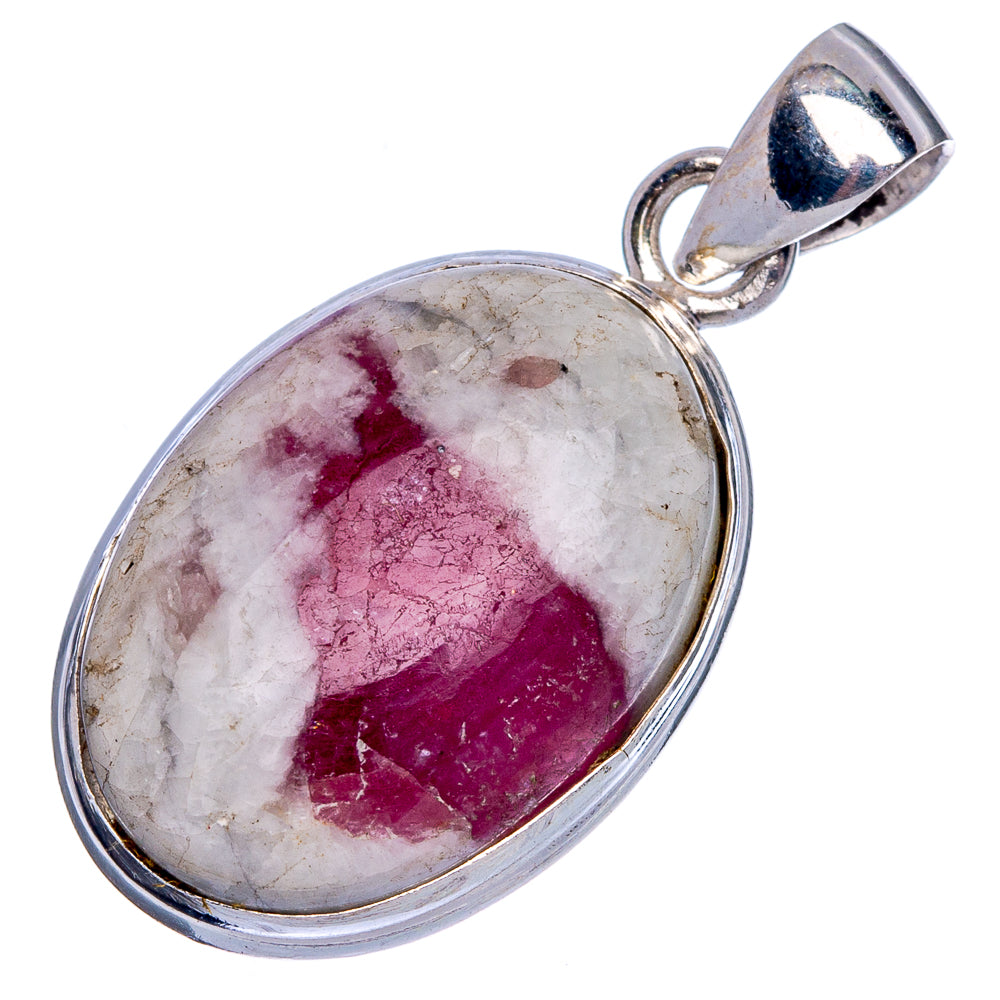 Pink Tourmaline In Quartz, Garnet Pendant 1 3/8" (925 Sterling Silver) P40195