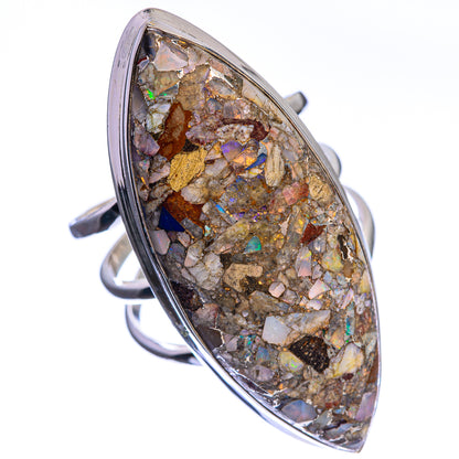 Huge Brecciated Ethiopian Opal 925 Sterling Silver Ring Size 9.75