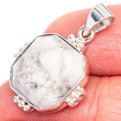 Premium Howlite Pendant 1 1/8" (925 Sterling Silver) P41169